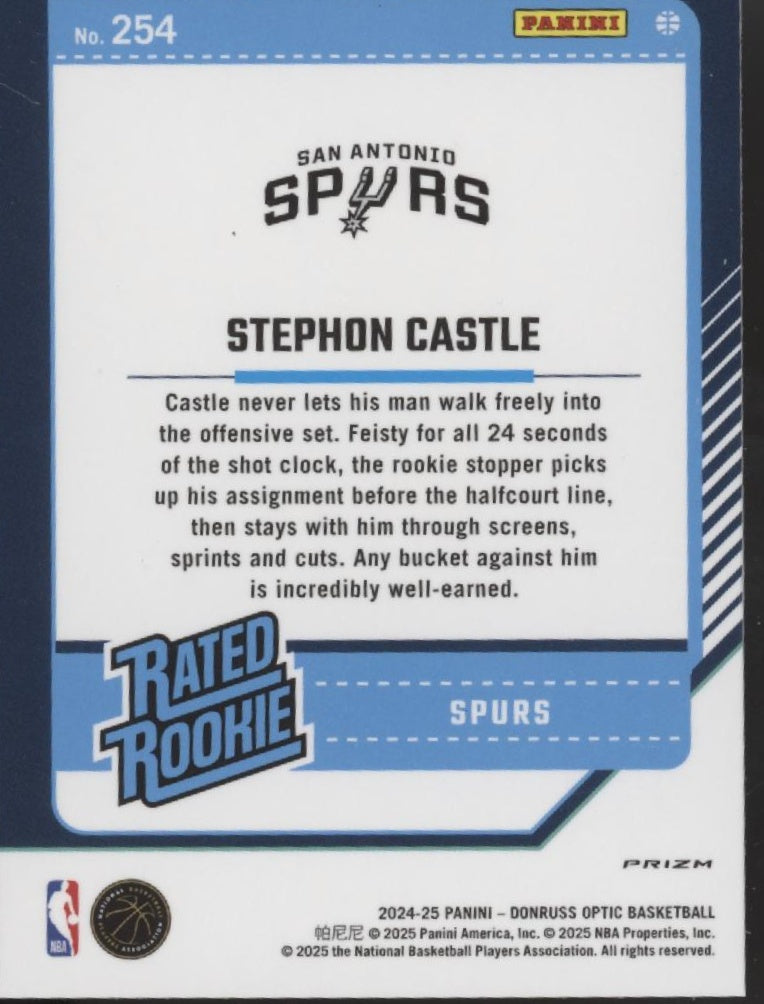 Stephon Castle 2024-25 Panini Donruss Optic Rated Rookie Pink Hyper Prizm RC