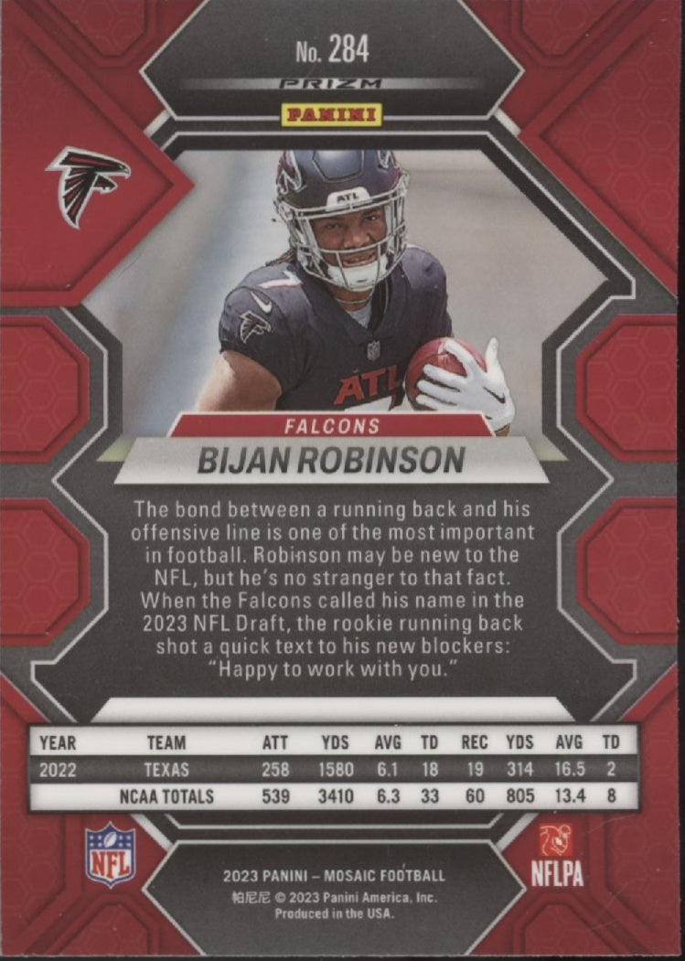 Bijan Robinson 2023 Panini Mosaic Blue Prizm RC #284
