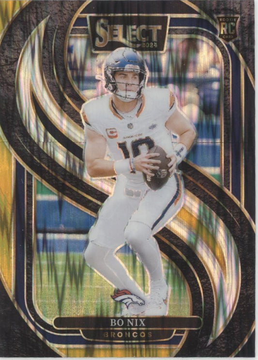 Bo Nix 2024 Panini Select Black & Gold Shock Prizm RC #117