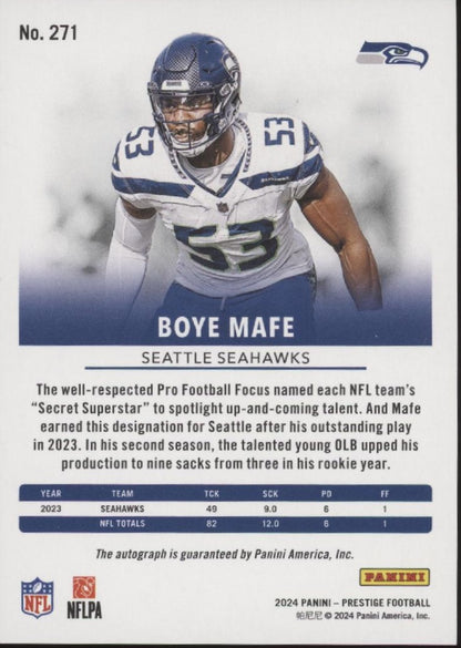 Boye Mafe 2024 Panini Prestige Xtra Points Red Auto 111/199 #271