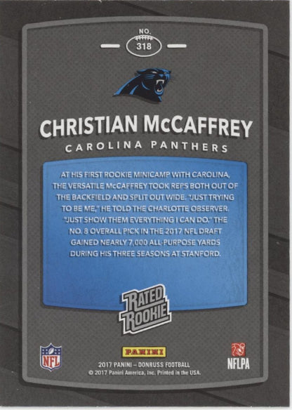 Christian McCaffrey 2017 Panini Donruss Rated Rookie RC #318 #1