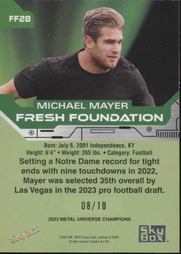 Michael Mayer 2023 Metal Universe Champions Fresh Foundation Green RC 08/10