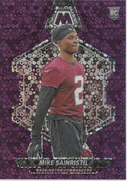 Mike Sainristil 2024 Panini Mosaic No Huddle Prizm RC 03/50 #349