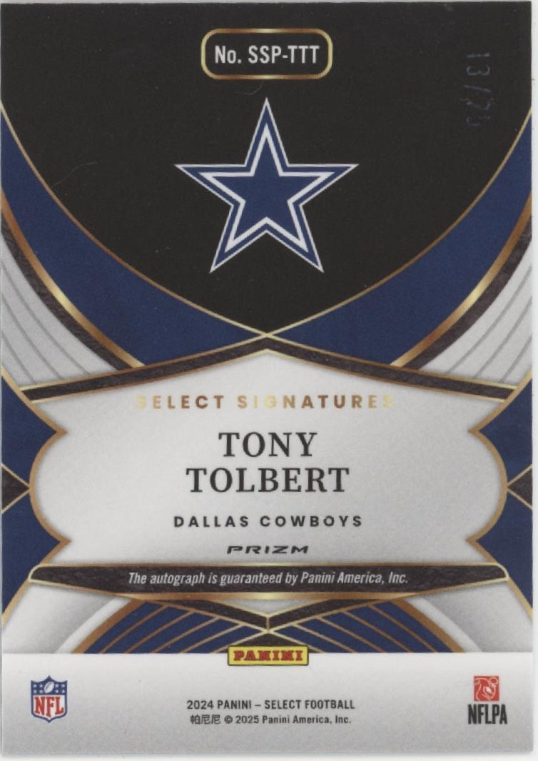 Tony Tolbert 2024 Panini Select Tie Dye Prizm Auto 13/25