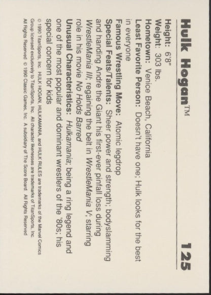 Hulk Hogan 1990 Classic Hulkster! #125