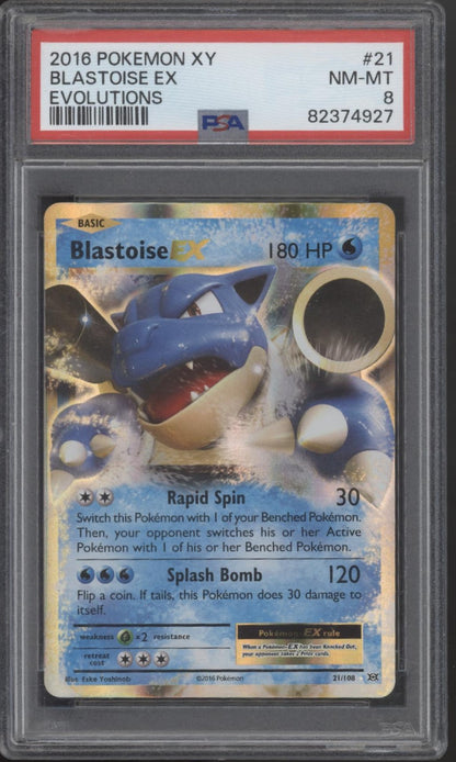 Blastoise ex Pokemon Evolutions #21 PSA 8