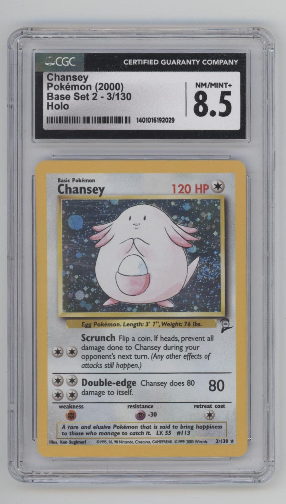 Chansey Pokemon Base Set 2 Holo #3 CGC 8.5