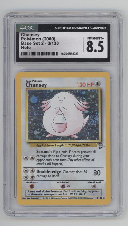 Chansey Pokemon Base Set 2 Holo #3 CGC 8.5