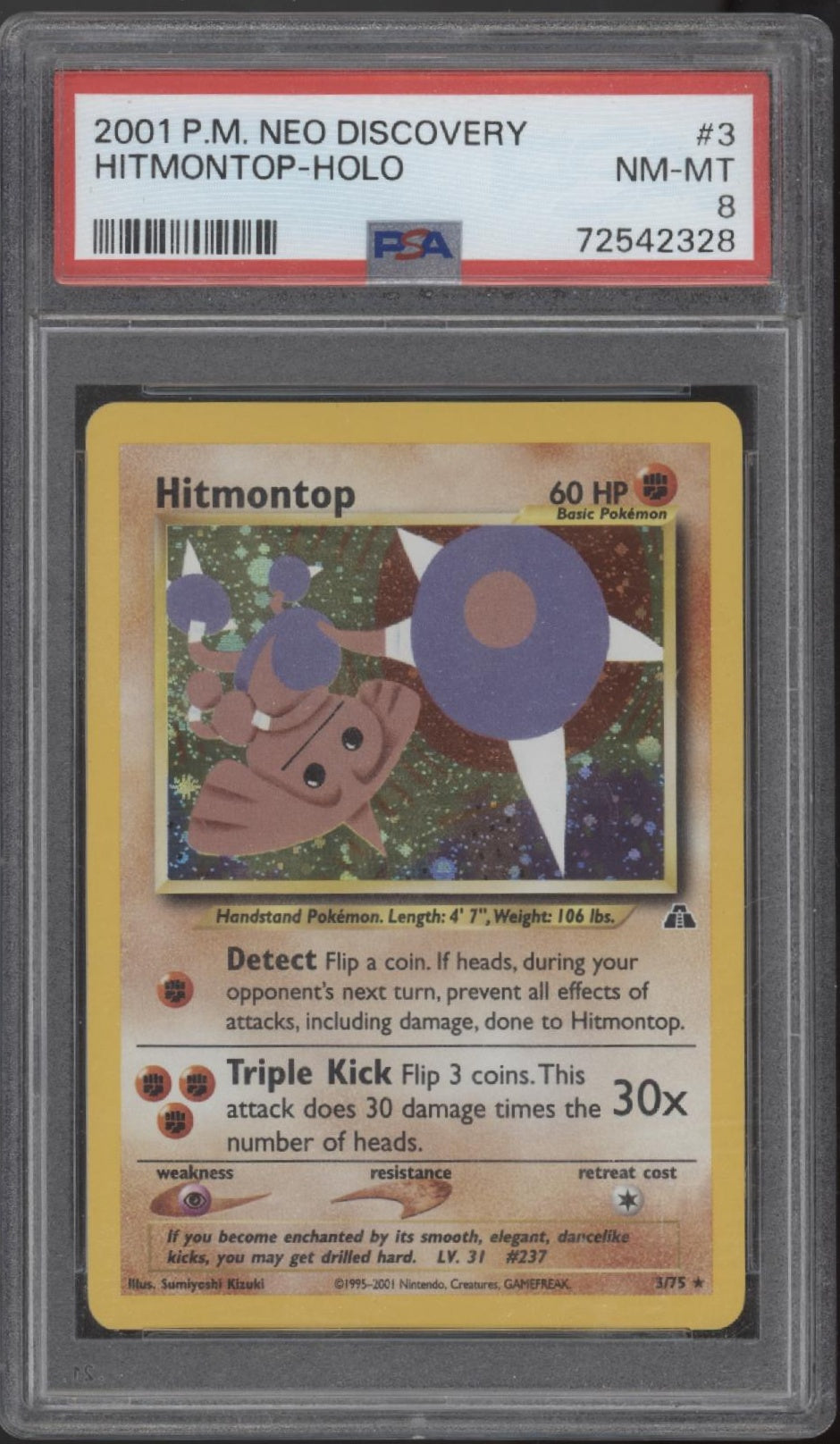 Hitmontop Pokemon Neo Discovery Holo #3 PSA 8