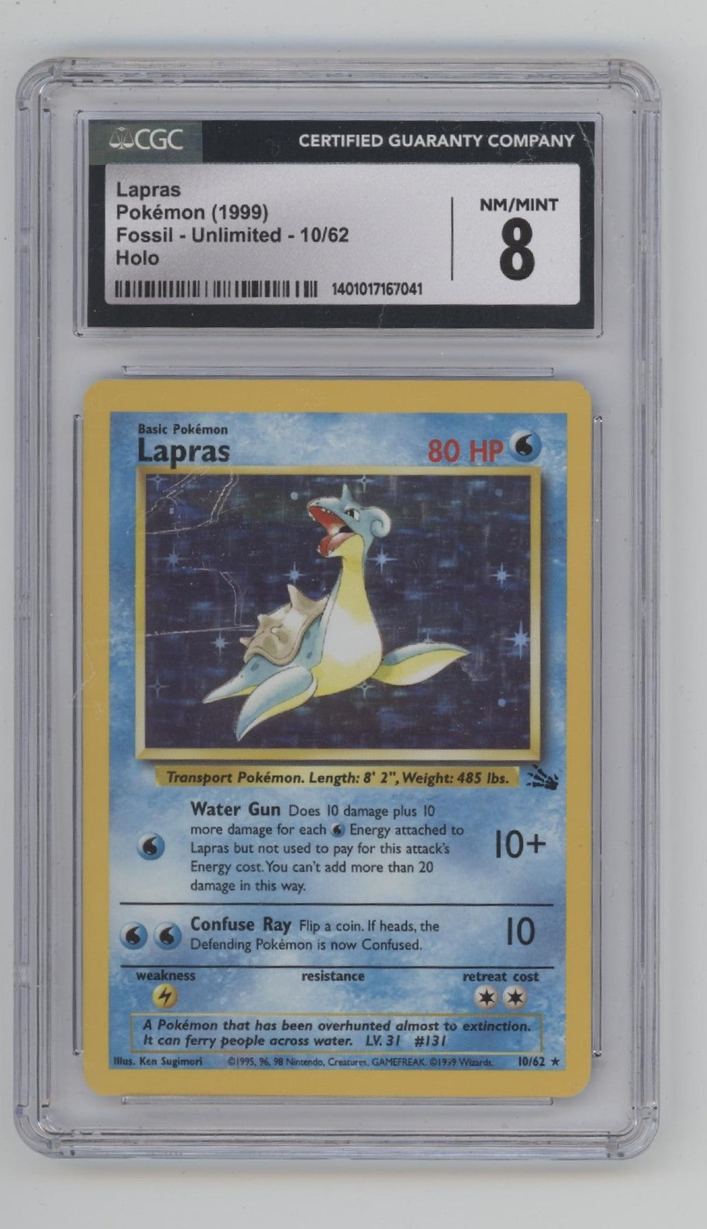 Lapras Pokemon Fossil Holo #10 CGC 8