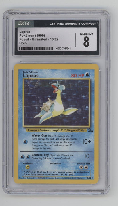 Lapras Pokemon Fossil Holo #10 CGC 8