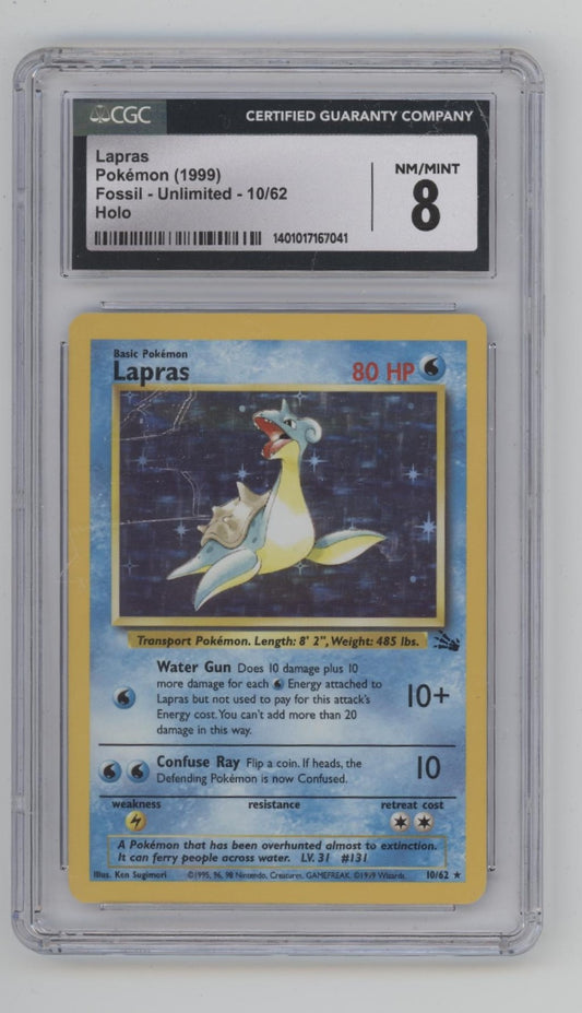 Lapras Pokemon Fossil Holo #10 CGC 8