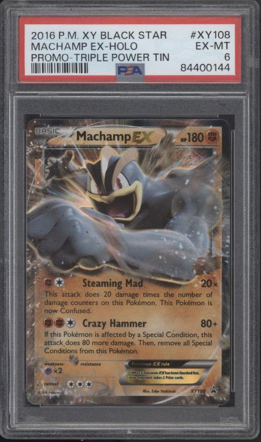 Machamp ex Pokemon Triple Power Tin Promo Holo #XY108 PSA 6