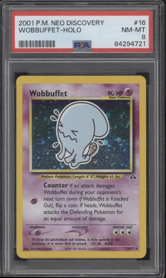Wobbuffet Pokemon Neo Discovery Holo #16 PSA 8