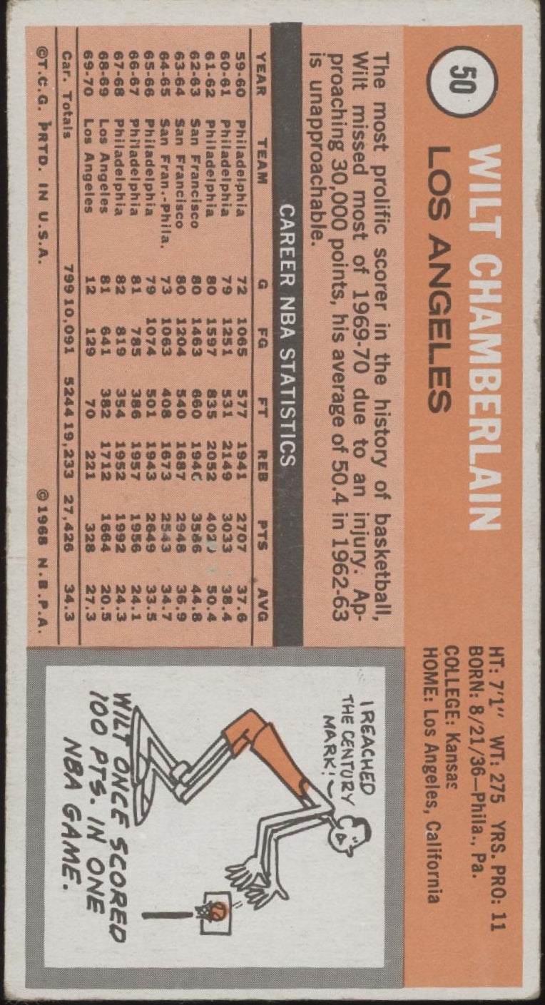 Wilt Chamberlain 1970-71 Topps #50 Los Angeles Lakers VG-EX #2