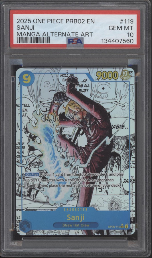 Sanji One Piece Card Game The Best Vol. 2 Manga Alt Art #119 PSA 10