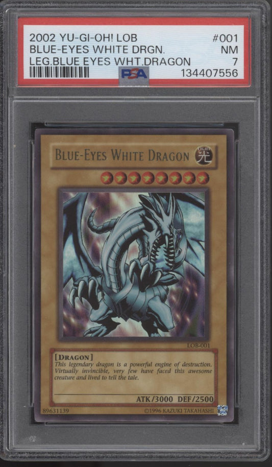 Blue-Eyes White Dragon Yu-Gi-Oh! LOB #001 PSA 7