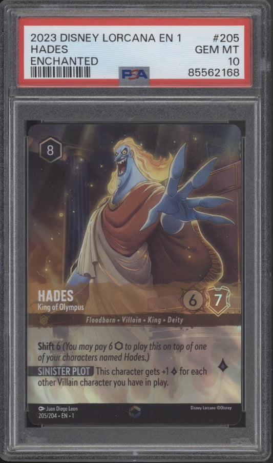 Hades King of Plympus Disney Lorcana The First Chapter Enchanted #205 PSA 10