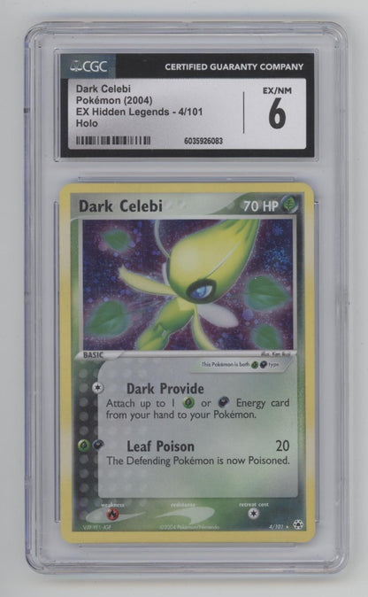 Dark Celebi Pokemon EX Hidden Legends Holo #4 CGC 6 Dark Celebi Pokemon EX Hidden Legends Holo #4 CGC 6