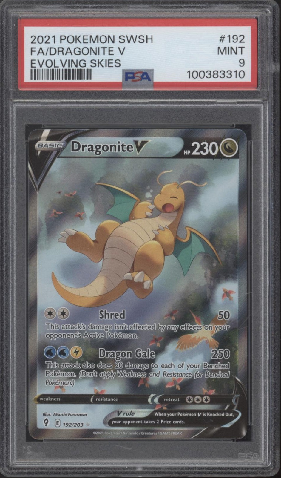 Dragonite V Pokemon Evolving Skies Full Art #192 PSA 9 #2