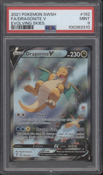 dragonite v pokemon card Dragonite V Pokemon Evolving Skies Full Art #192 PSA 9 #2