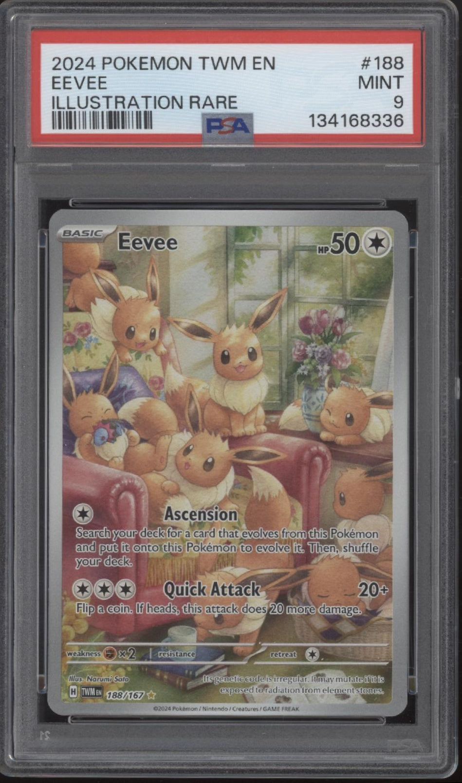 Eevee Pokemon Twilight Masquerade Illustration Rare #188 PSA 9