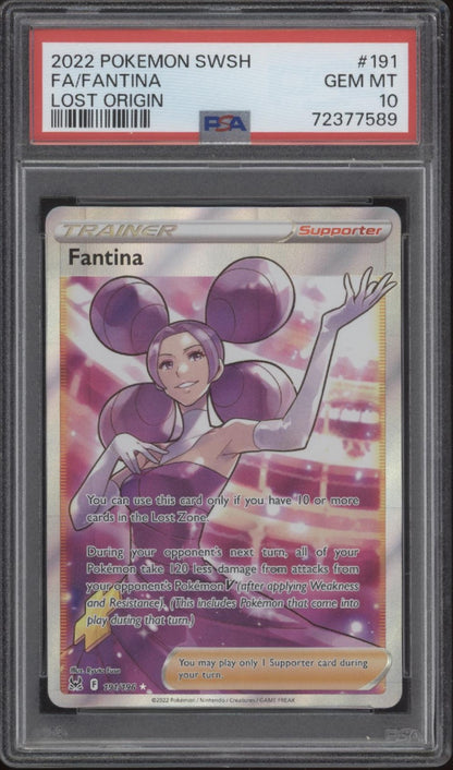 Fantina Pokemon Lost Origin Full Art #191 PSA 10