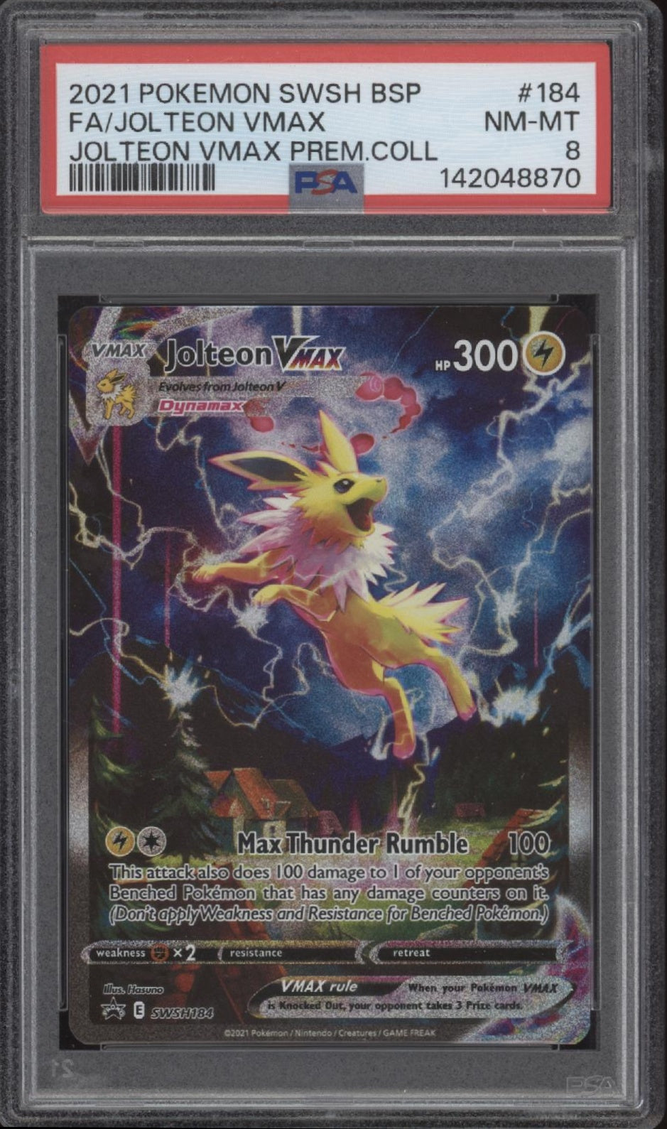 Jolteon VMAX Pokemon Jolteon VMAX Premium Collection Full Art #184 PSA 8
