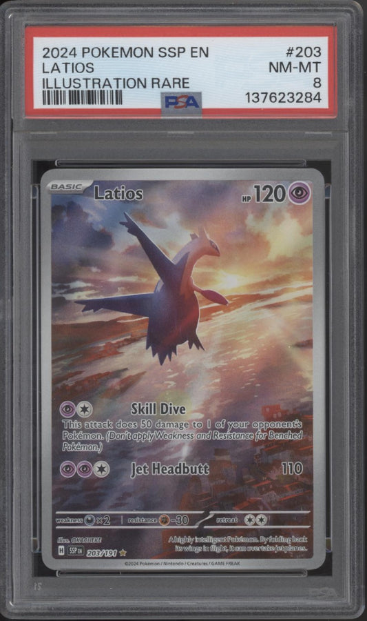 Latios Pokemon Surging Sparks Illustration Rare #203 PSA 8