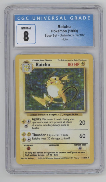 Raichu Pokemon Base Set Holo #14 CGC 8