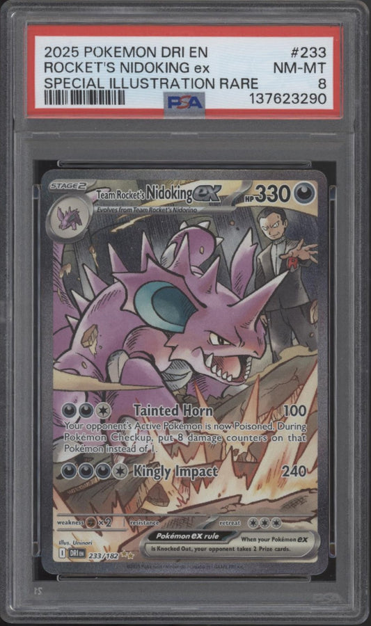 Rocket's Nidoking ex Pokemon Destined Rivals Special Illustration #233 PSA 8 #1