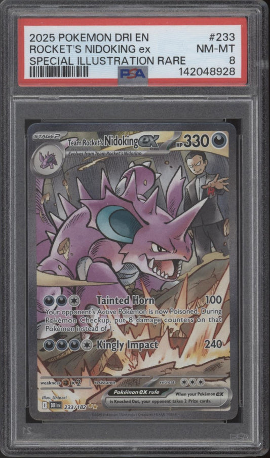 Rocket's Nidoking ex Pokemon Destined Rivals Special Illustration #233 PSA 8 #2