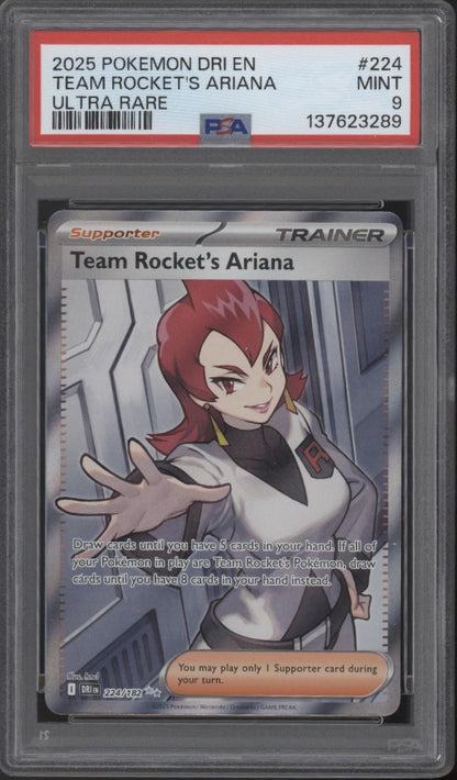 Team Rocket's Ariana Pokemon Destined Rivals Ultra Rare #224 PSA 9