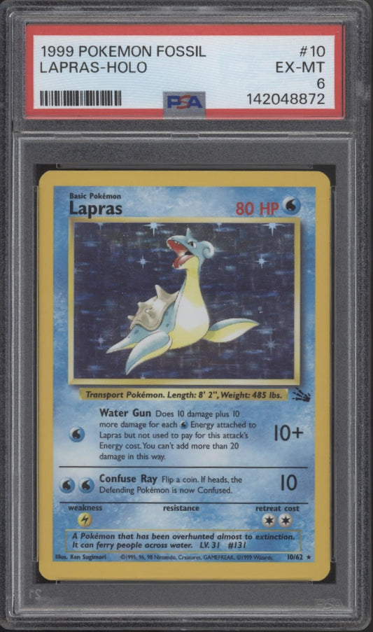 Lapras Pokemon Fossil Holo #10 PSA 6