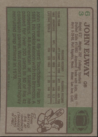 John Elway 1984 Topps RC #63