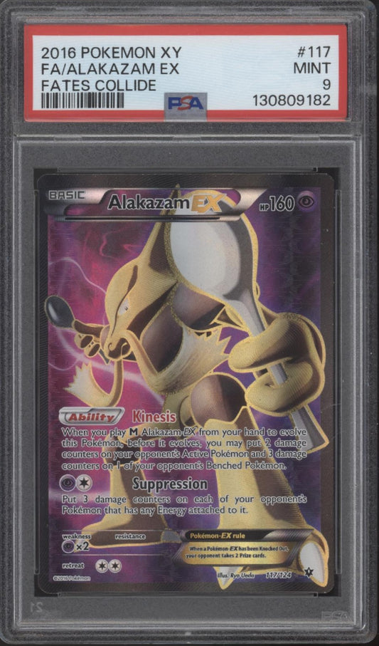 Alakazam ex Pokemon Fates Collide Full Art #117 PSA 9