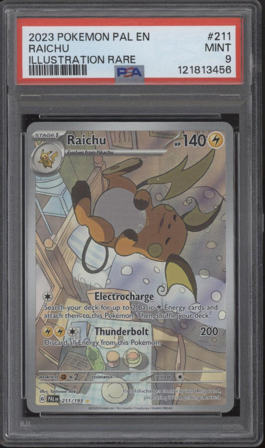 Raichu Pokemon Paldean Fates Illustration Rare #211 PSA 9