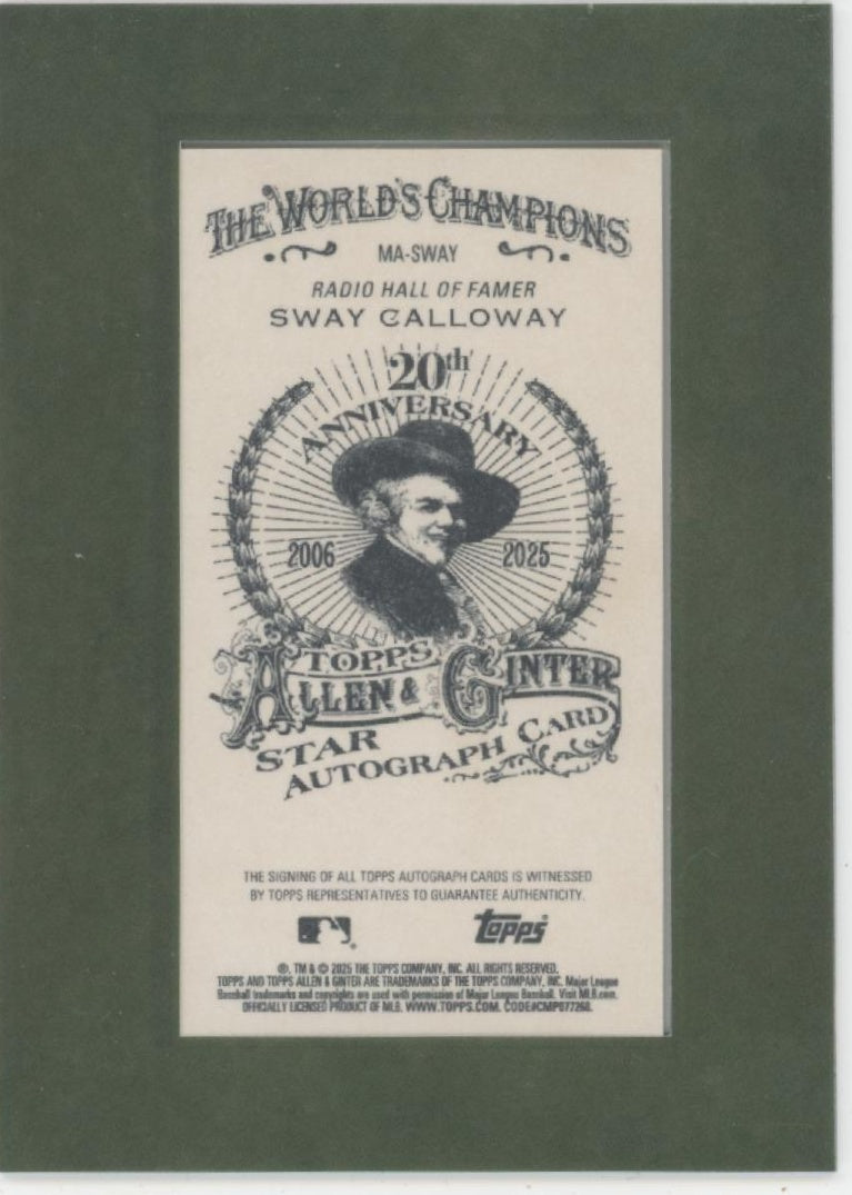 Sway Calloway 2025 Topps Allen & Ginter Mini Framed Auto #MA-SWAY