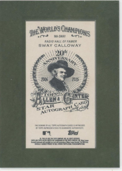 Sway Calloway 2025 Topps Allen & Ginter Mini Framed Auto #MA-SWAY