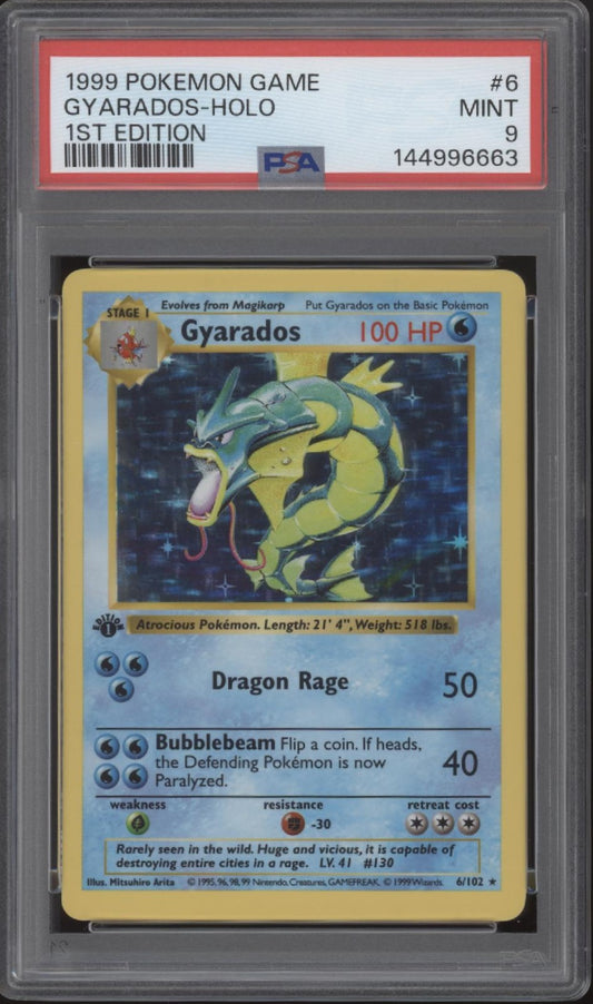 Gyarados Pokemon Base Set Holo 1st Edition #6 PSA 9