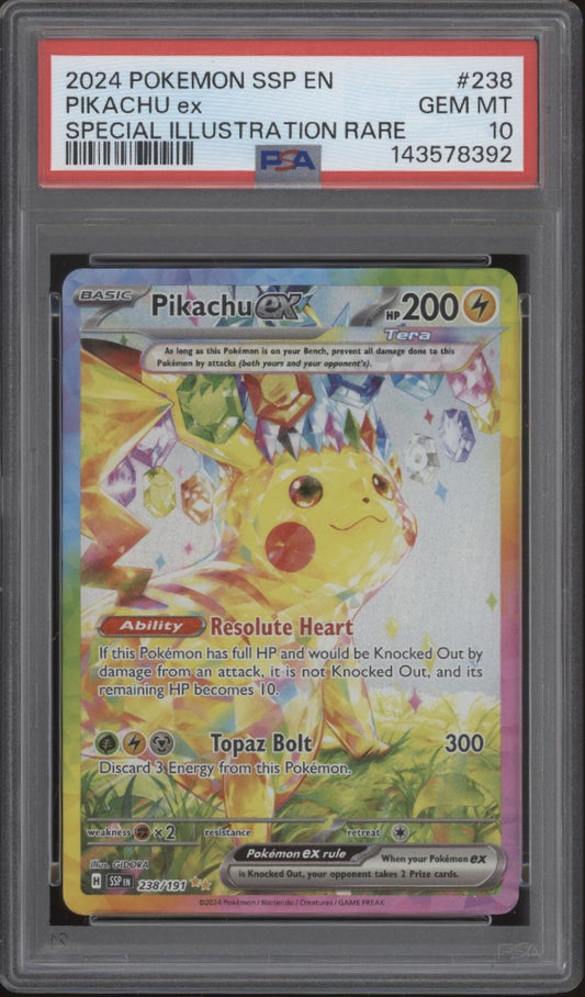 Pikachu ex Pokemon Surging Sparks Special Illustration Rare #238 PSA 10