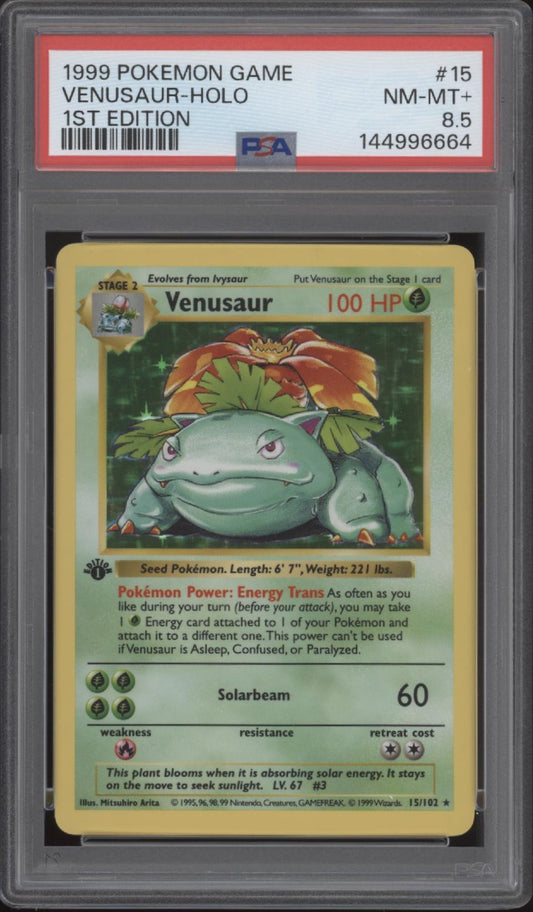 Venusaur Pokemon Base Set Holo 1st Edition #15 PSA 8.5