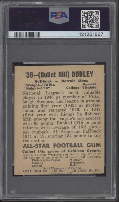 Bill Dudley 1948 Leaf #36 PSA 4