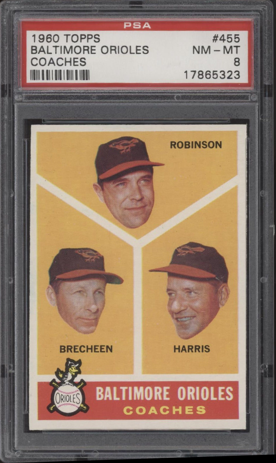 Baltimore Orioles 1960 Topps Coaches #455 PSA 8