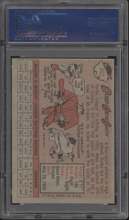 Bobby Gene Smith 1958 Topps #402 PSA 8 (OC)