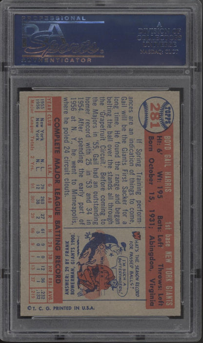 Gail Harris 1957 Topps #281 PSA 7