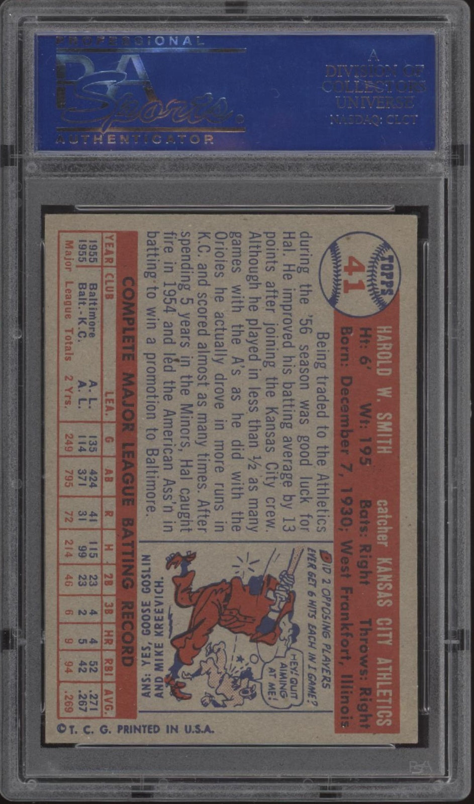 Hal Smith 1957 Topps #41 PSA 7