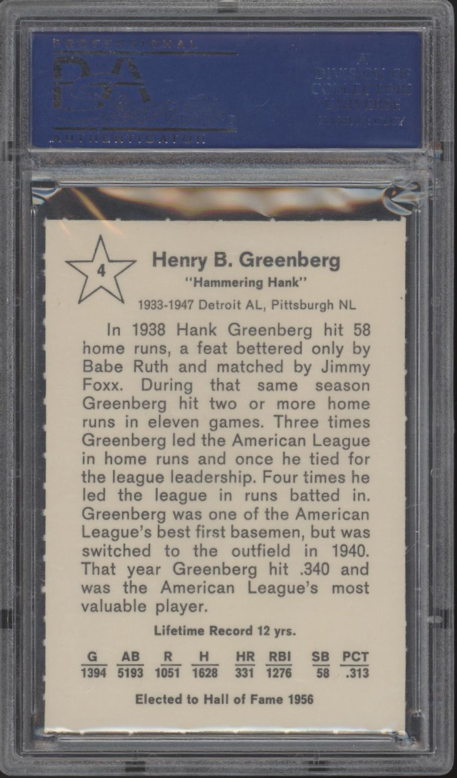 Hank Greenberg 1961 Golden Press #4 PSA 9