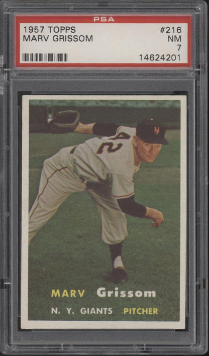 Marv Grissom 1957 Topps #216 PSA 7