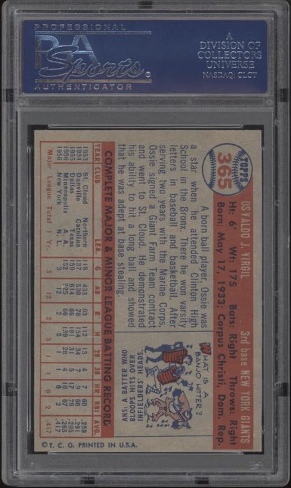 Ossie Virgil 1957 Topps #365 PSA 7